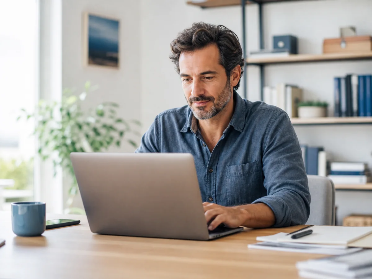 Indépendant travaillant à son bureau
